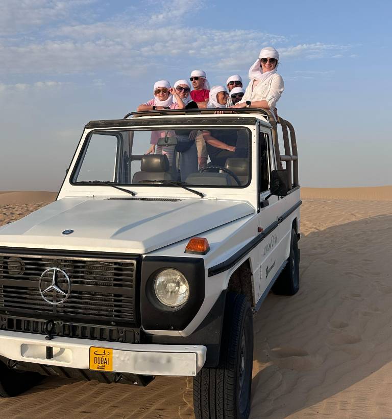 Dubaimazing team in a vintage Mercedes